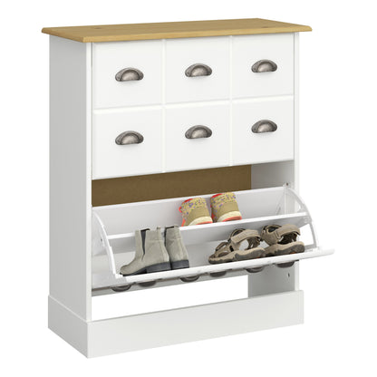 Cote | Furniture Nola Shoe Storage - White & Pine Nola, Shoe Storage 1013403880250