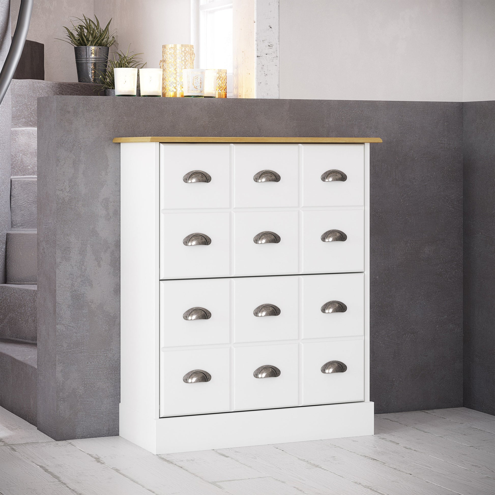 Cote | Furniture Nola Shoe Storage - White & Pine Nola, Shoe Storage 1013403880250