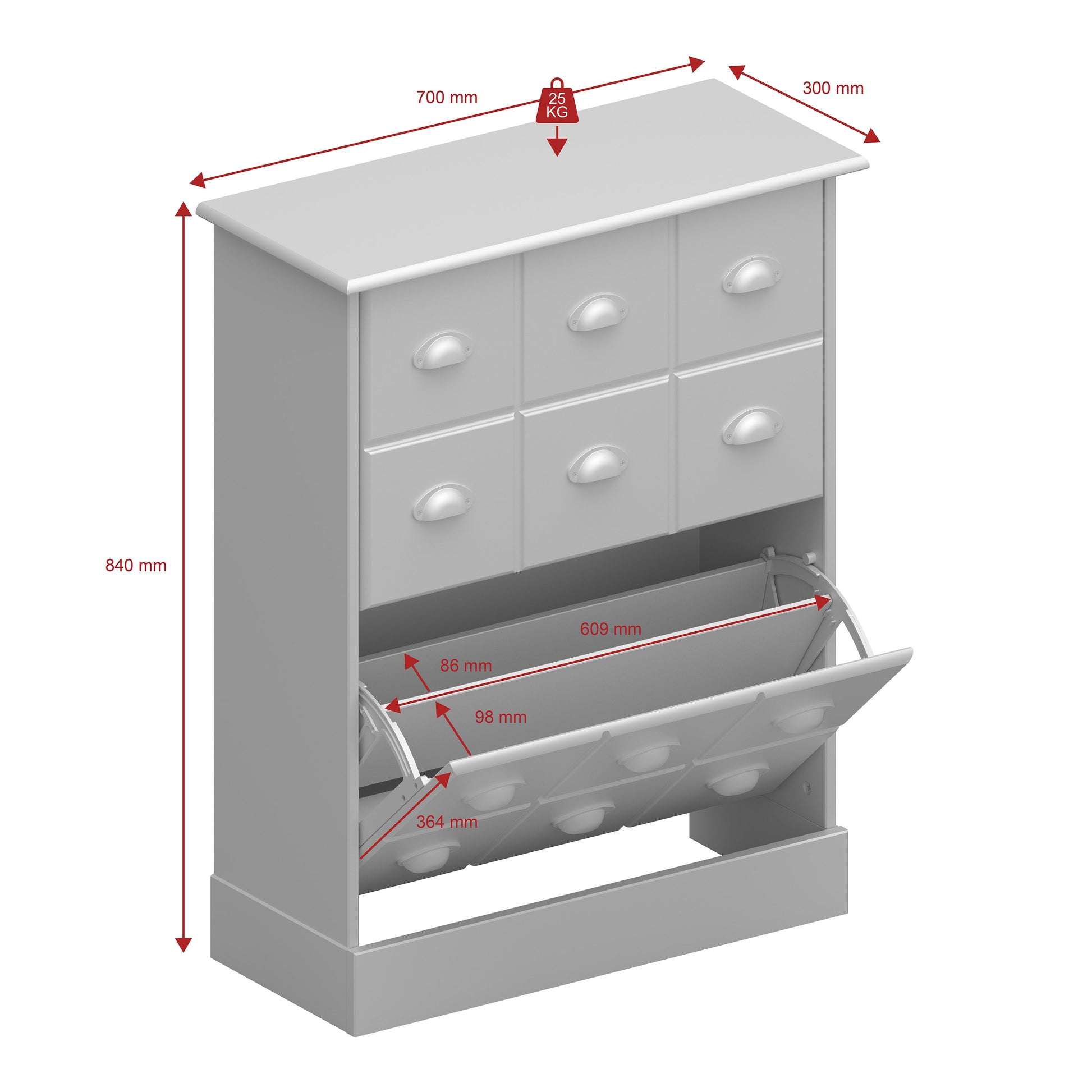 Cote | Furniture Nola Shoe Storage - White & Pine Nola, Shoe Storage 1013403880250