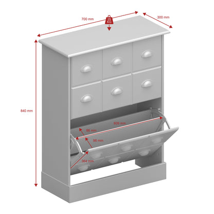 Cote | Furniture Nola Shoe Storage - White & Pine Nola, Shoe Storage 1013403880250