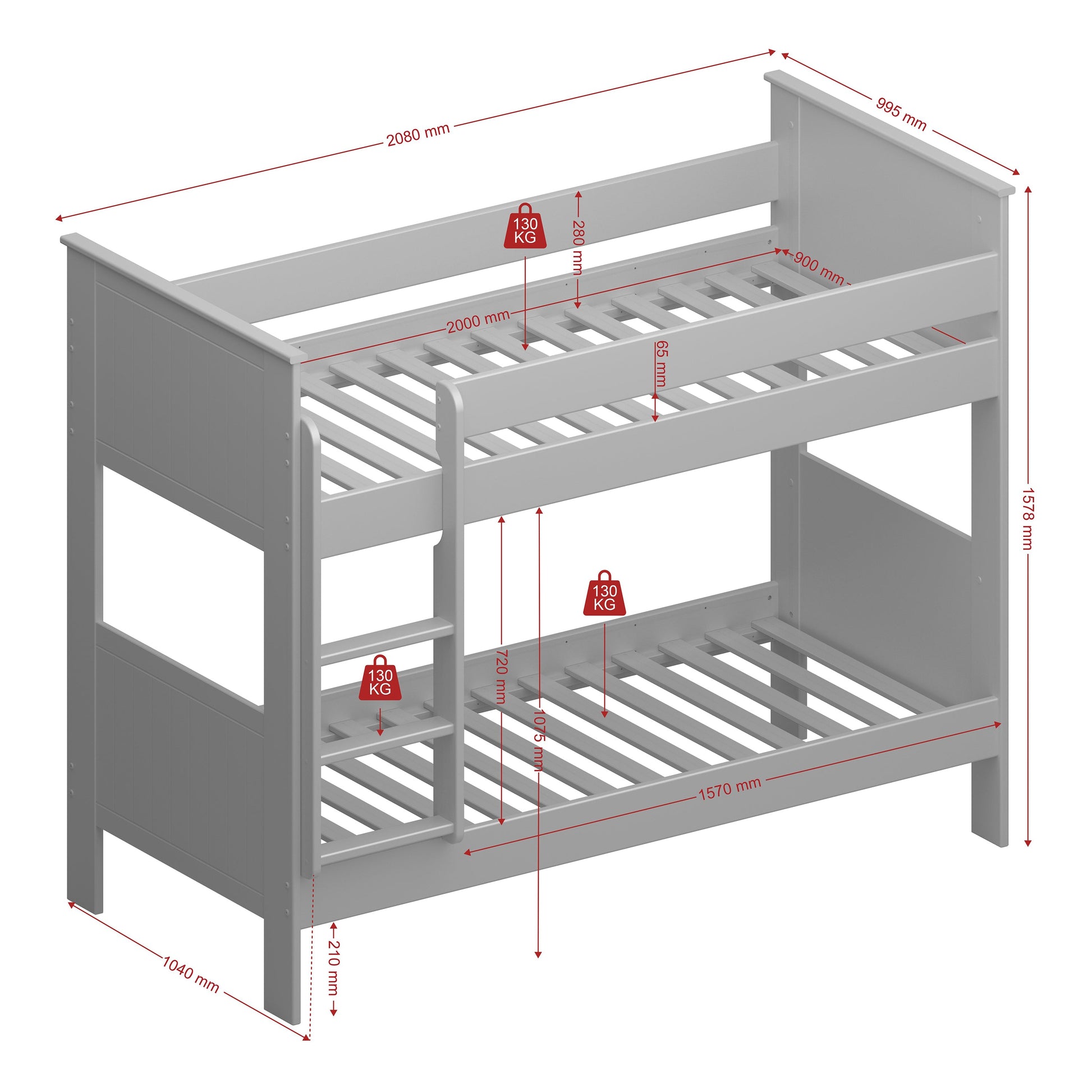 Cote | Furniture Alba Bunk Bed - White Alba, Children's Furniture 1013486150058