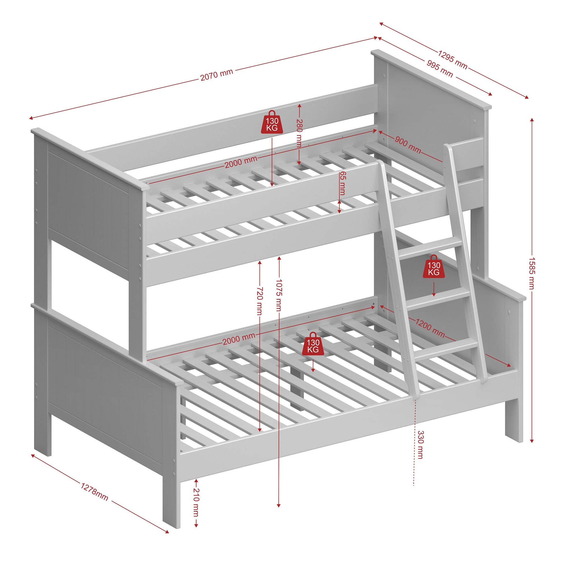 Cote | Furniture Alba Family Bunk Bed - White Alba, Children's Furniture 1013486360058