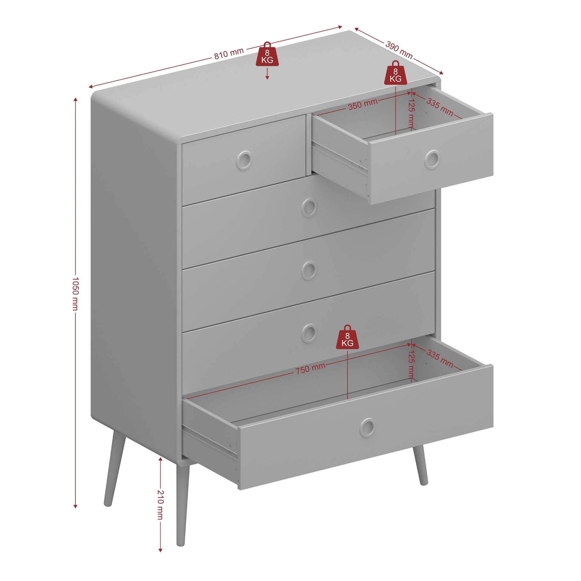 Cote | Furniture Softline Chest of Drawers, 2 + 4 Drawers - Grey Softline, Chest of Drawers 1013600130074