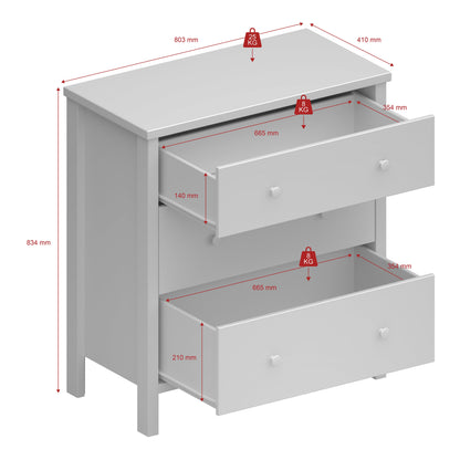 Cote | Furniture Tromso Chest of Drawers, 3 Drawer - Off White Tromso, Chest of Drawers 1013740150050