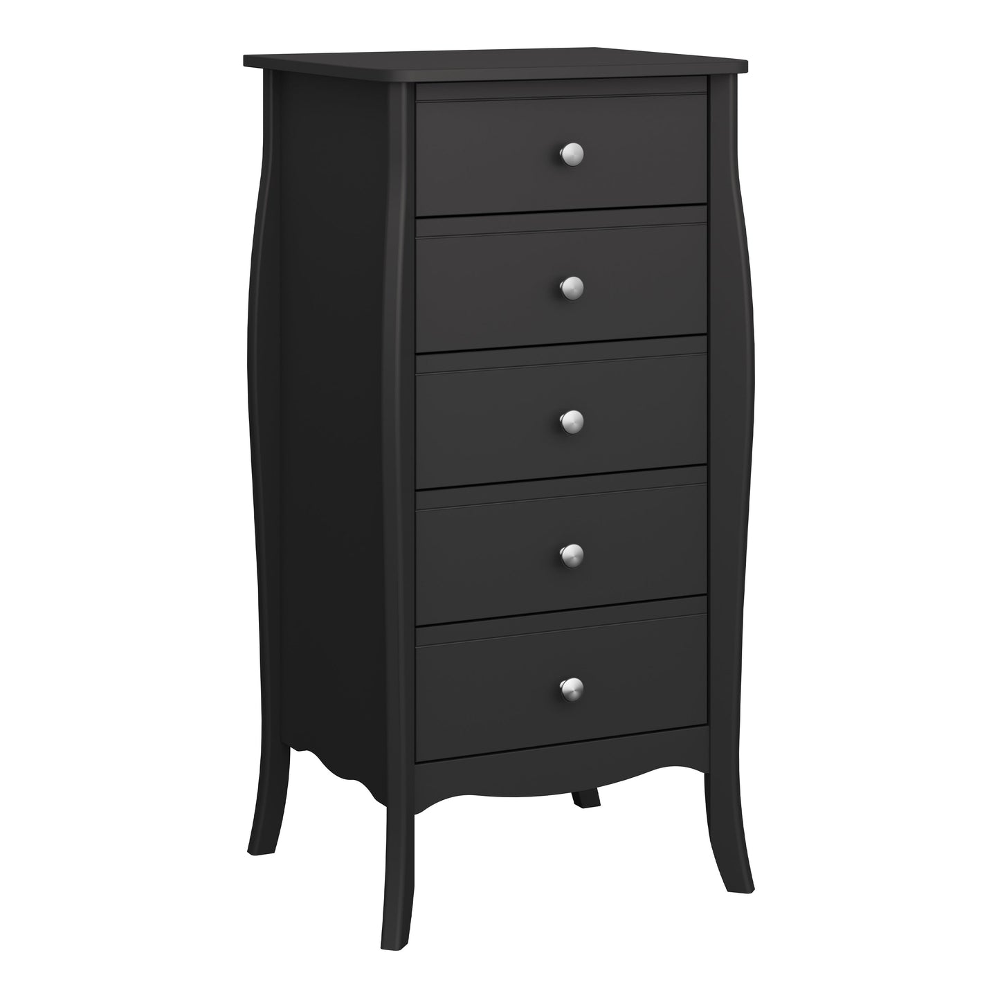 Cote | Furniture Baroque Chest of Drawers, Tall 5 Drawer - Black Baroque, Chest of Drawers 1013760050049