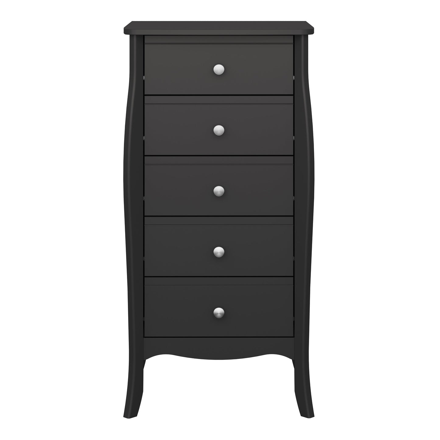 Cote | Furniture Baroque Chest of Drawers, Tall 5 Drawer - Black Baroque, Chest of Drawers 1013760050049