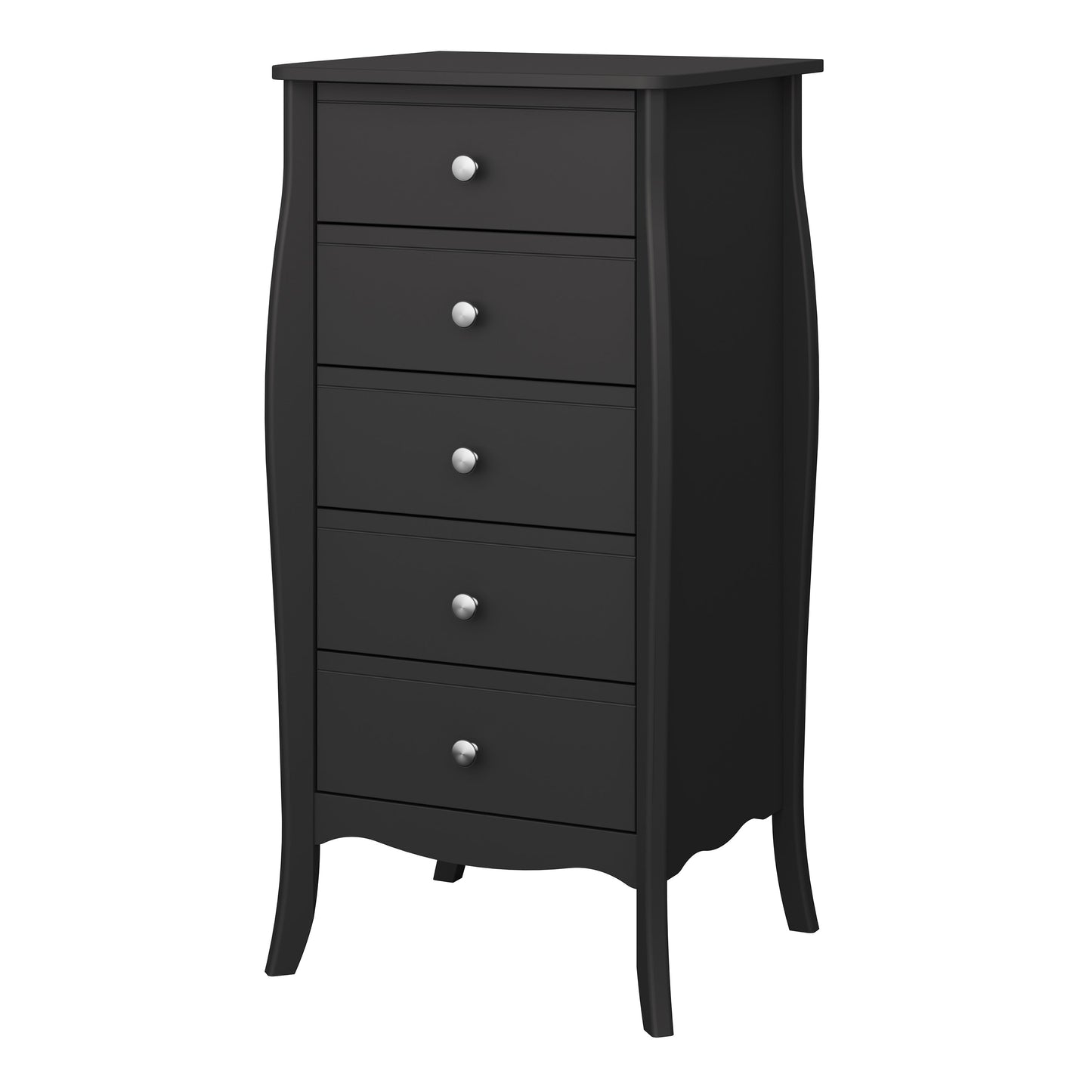 Cote | Furniture Baroque Chest of Drawers, Tall 5 Drawer - Black Baroque, Chest of Drawers 1013760050049