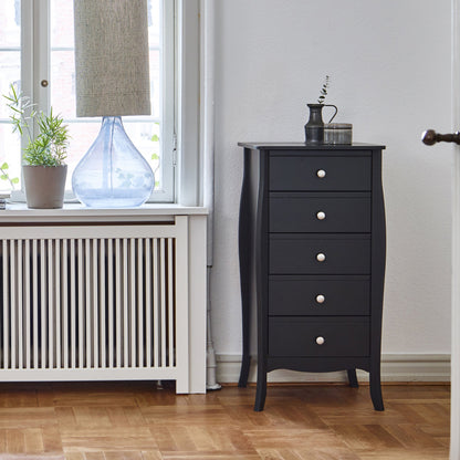 Cote | Furniture Baroque Chest of Drawers, Tall 5 Drawer - Black Baroque, Chest of Drawers 1013760050049