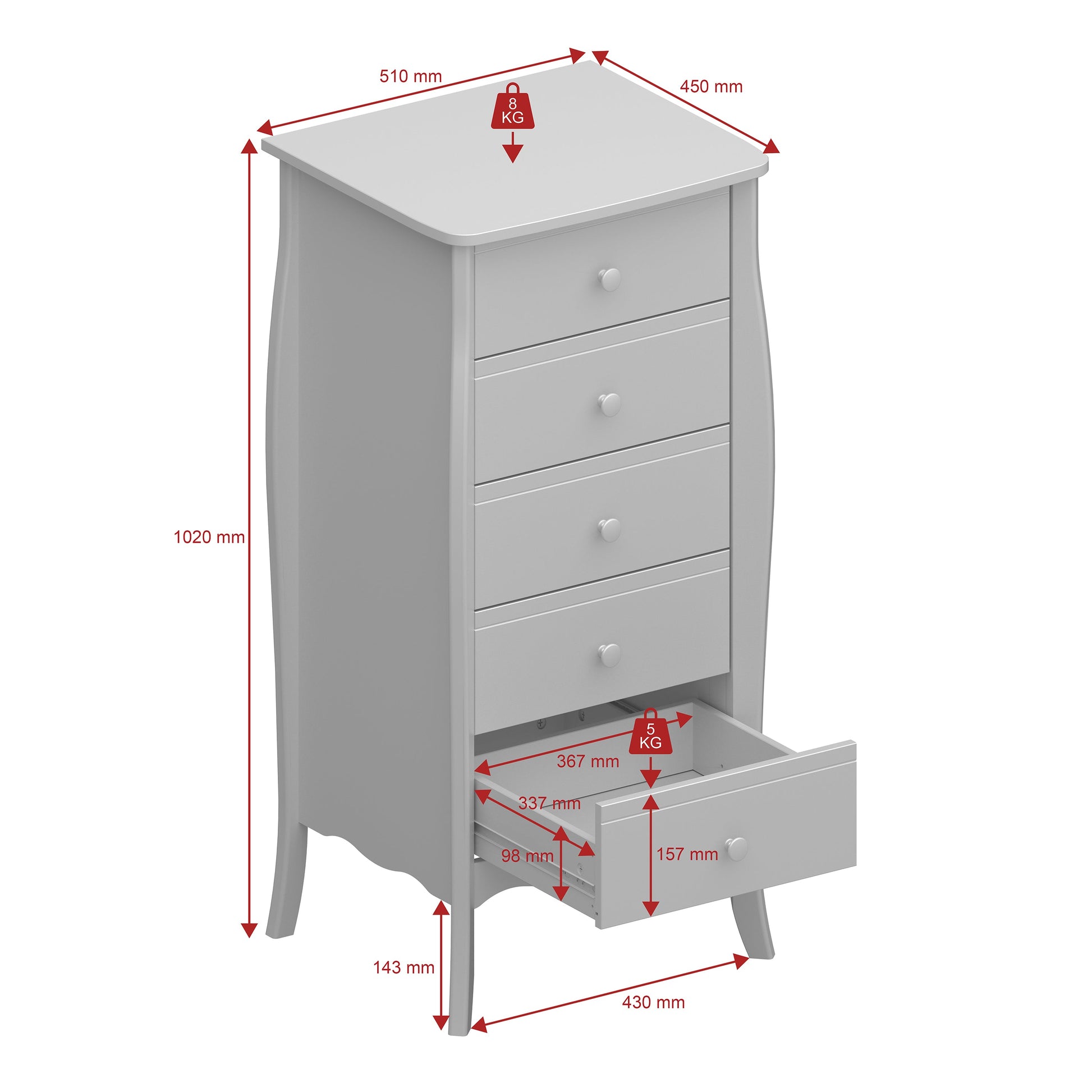 Cote | Furniture Baroque Chest of Drawers, Tall 5 Drawer - Black Baroque, Chest of Drawers 1013760050049