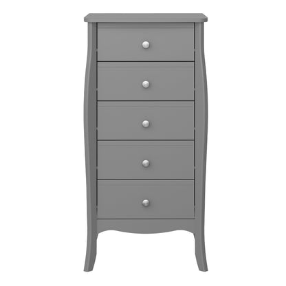 Cote | Furniture Baroque Chest of Drawers, Tall 5 Drawer - Grey (Rose Gold Handles) Baroque, Chest of Drawers 1013760050072G