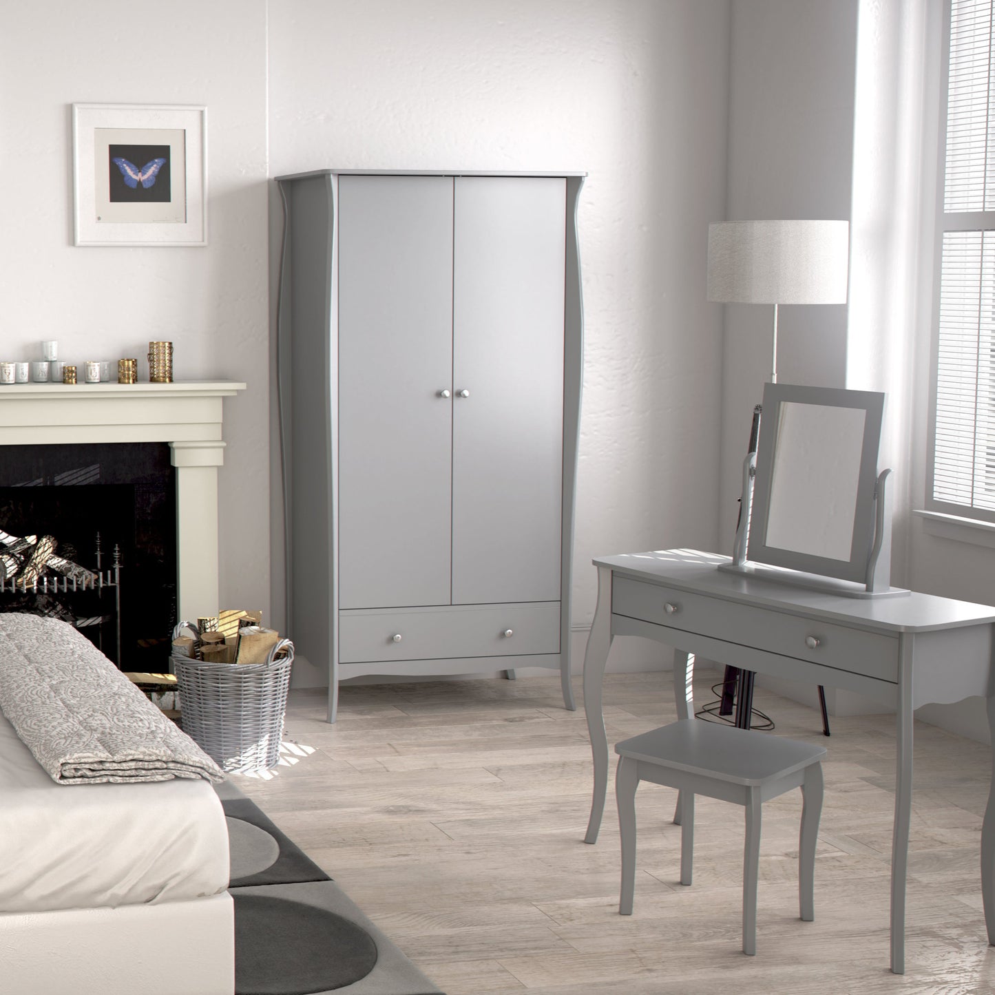 Cote | Furniture Baroque Chest of Drawers, Tall 5 Drawer - Grey (Silver Handles) Baroque, Chest of Drawers 1013760050072