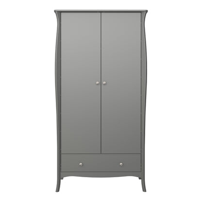 Cote | Furniture Baroque Wardrobe 2 Door, 1 Drawer - Grey  Baroque, Wardrobes 1013761040072