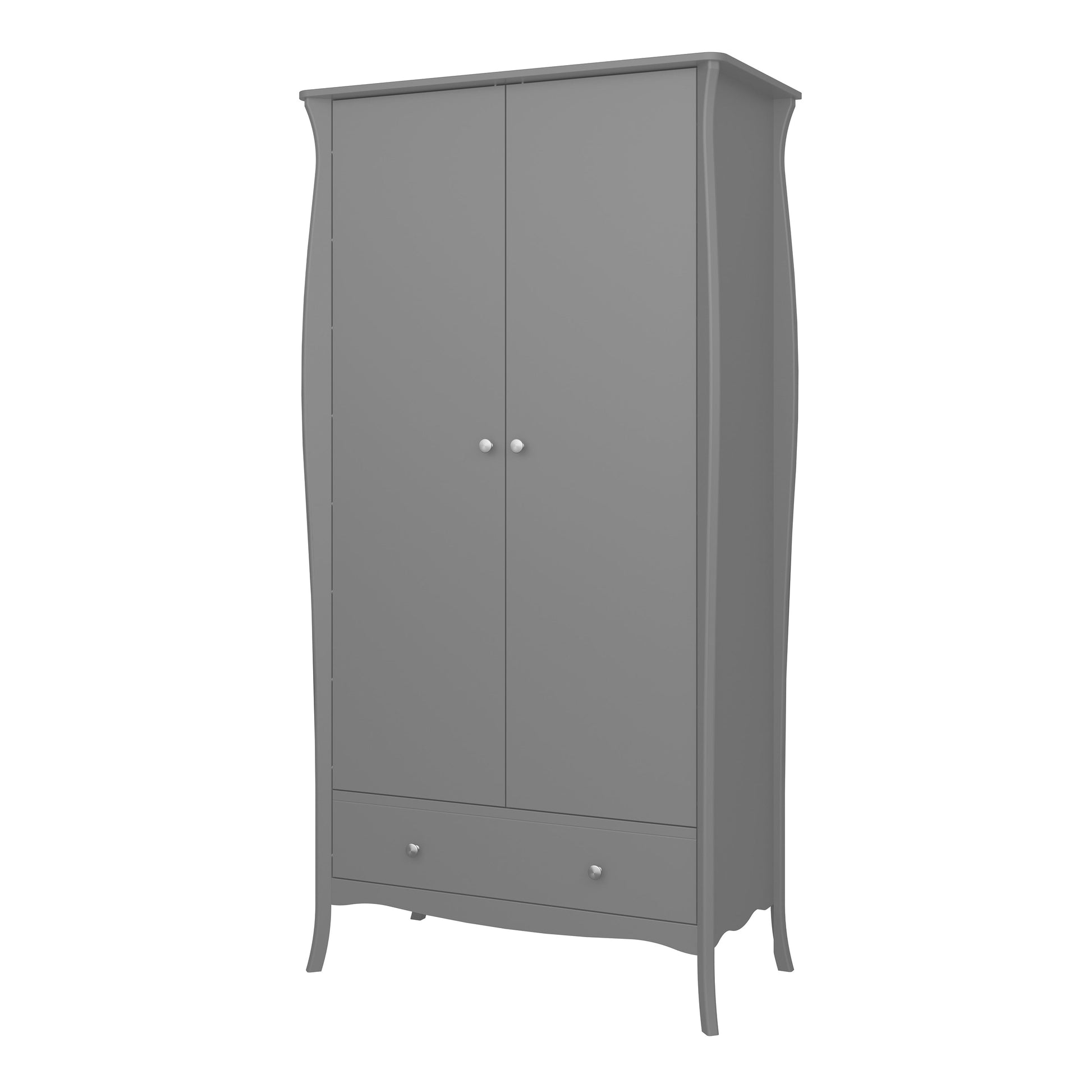 Cote | Furniture Baroque Wardrobe 2 Door, 1 Drawer - Grey  Baroque, Wardrobes 1013761040072