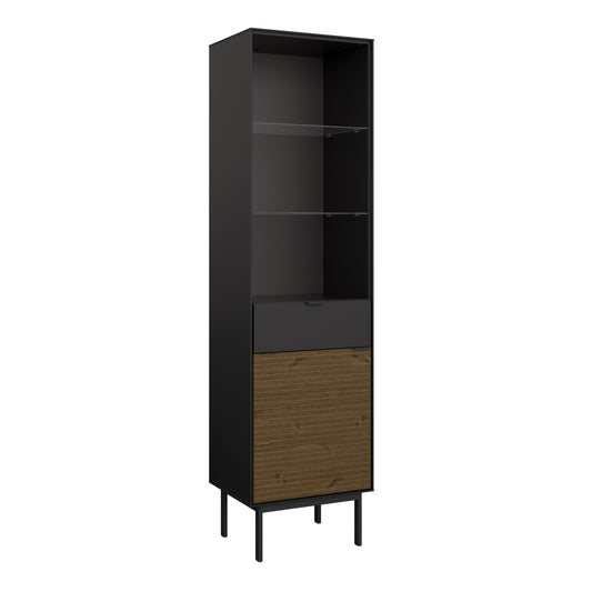 Cote | Furniture Soma Display Cabinet, 1 Door + 1 Drawers - Black & Espresso Soma, Display Cabinets 1014121340231