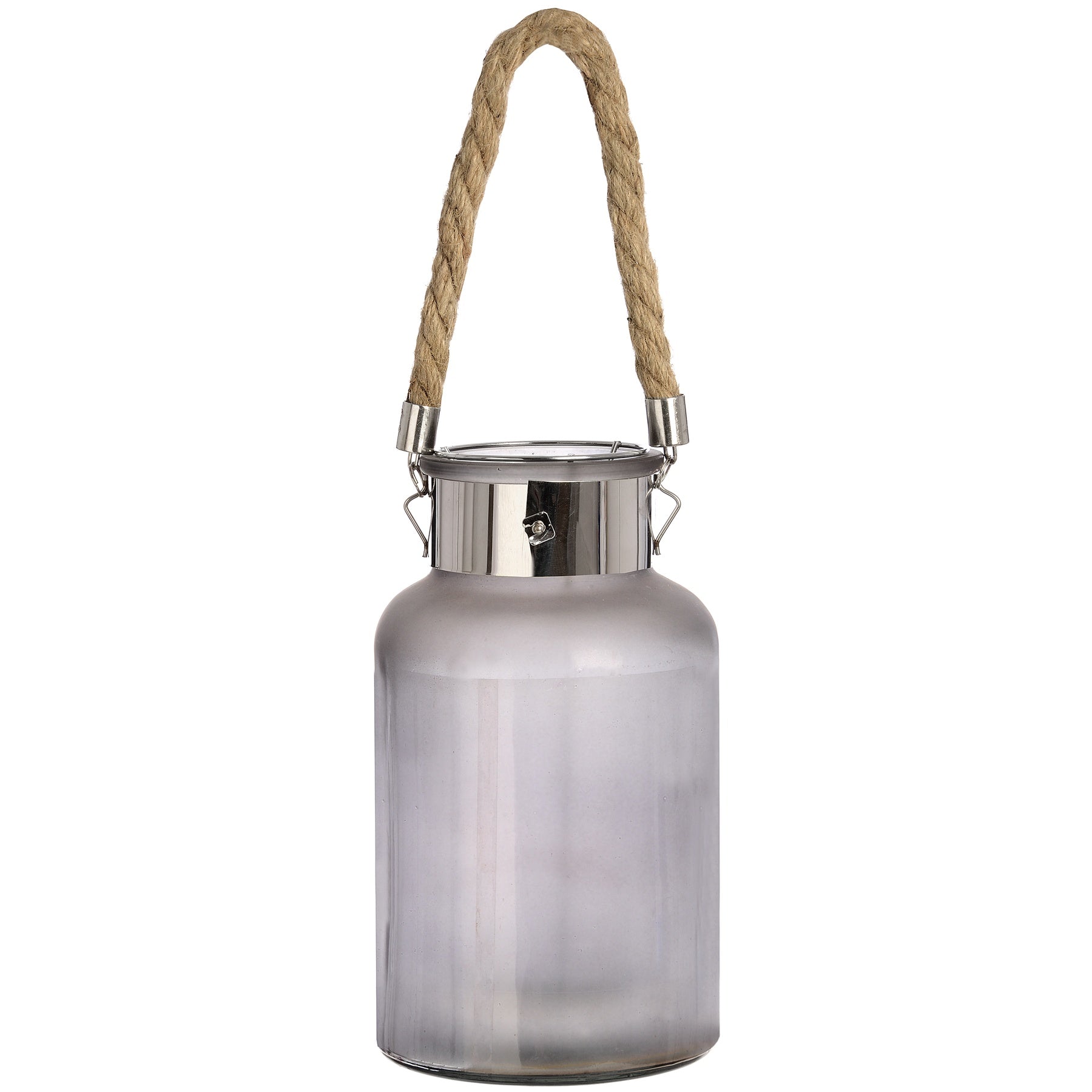 Lantern with Rope Detail and Interior LED - Frosted Glass  17200 Hill Interiors Lanterns Cote Furniture