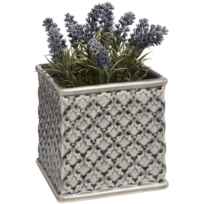 Textured Ceramic Planter - Square  18268 Hill Interiors Plant Pots Cote Furniture