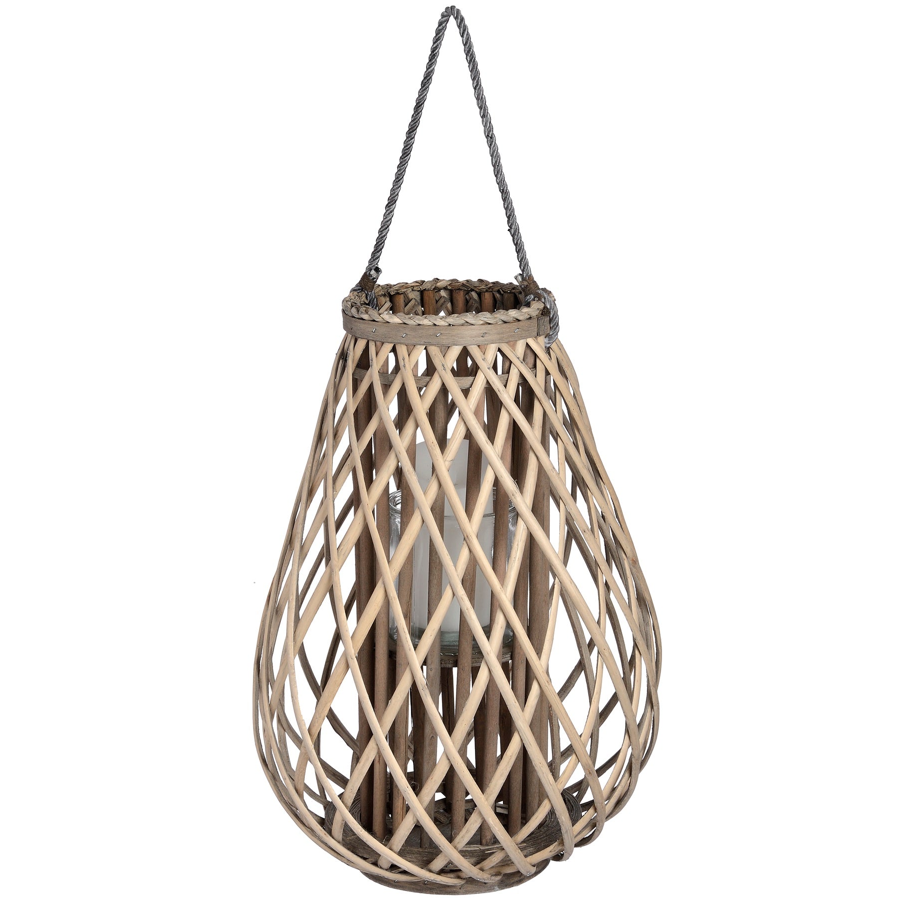 Wicker Bulbous Lantern - Large  18726 Hill Interiors Lanterns Cote Furniture