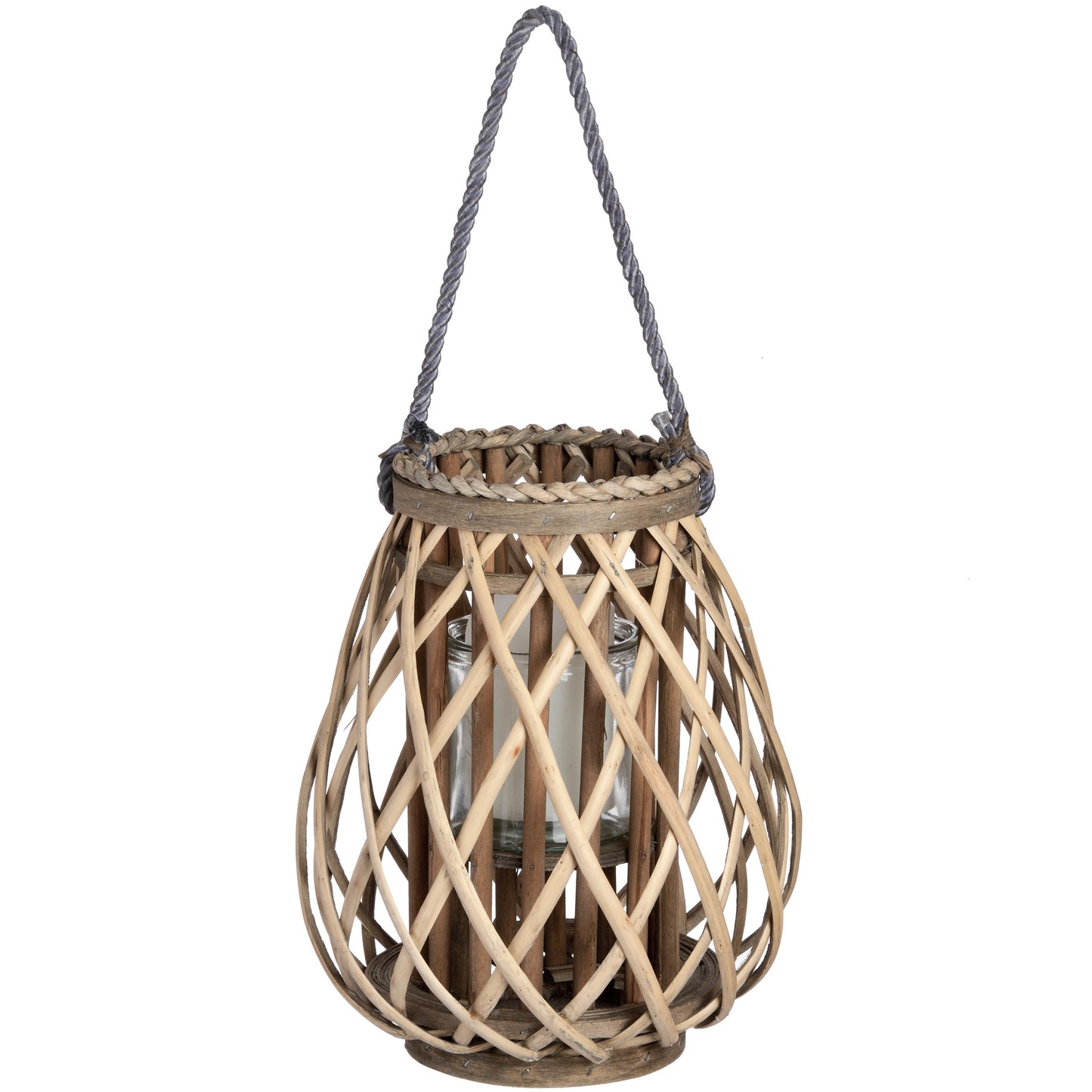 Wicker Bulbous Lantern - Small  18727 Hill Interiors Lanterns Cote Furniture