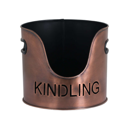 Logs And Kindling Buckets & Matchstick Holder - Copper Finish  19141 Hill Interiors Fireplace Accessories Cote Furniture