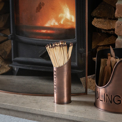 Logs And Kindling Buckets & Matchstick Holder - Copper Finish  19141 Hill Interiors Fireplace Accessories Cote Furniture