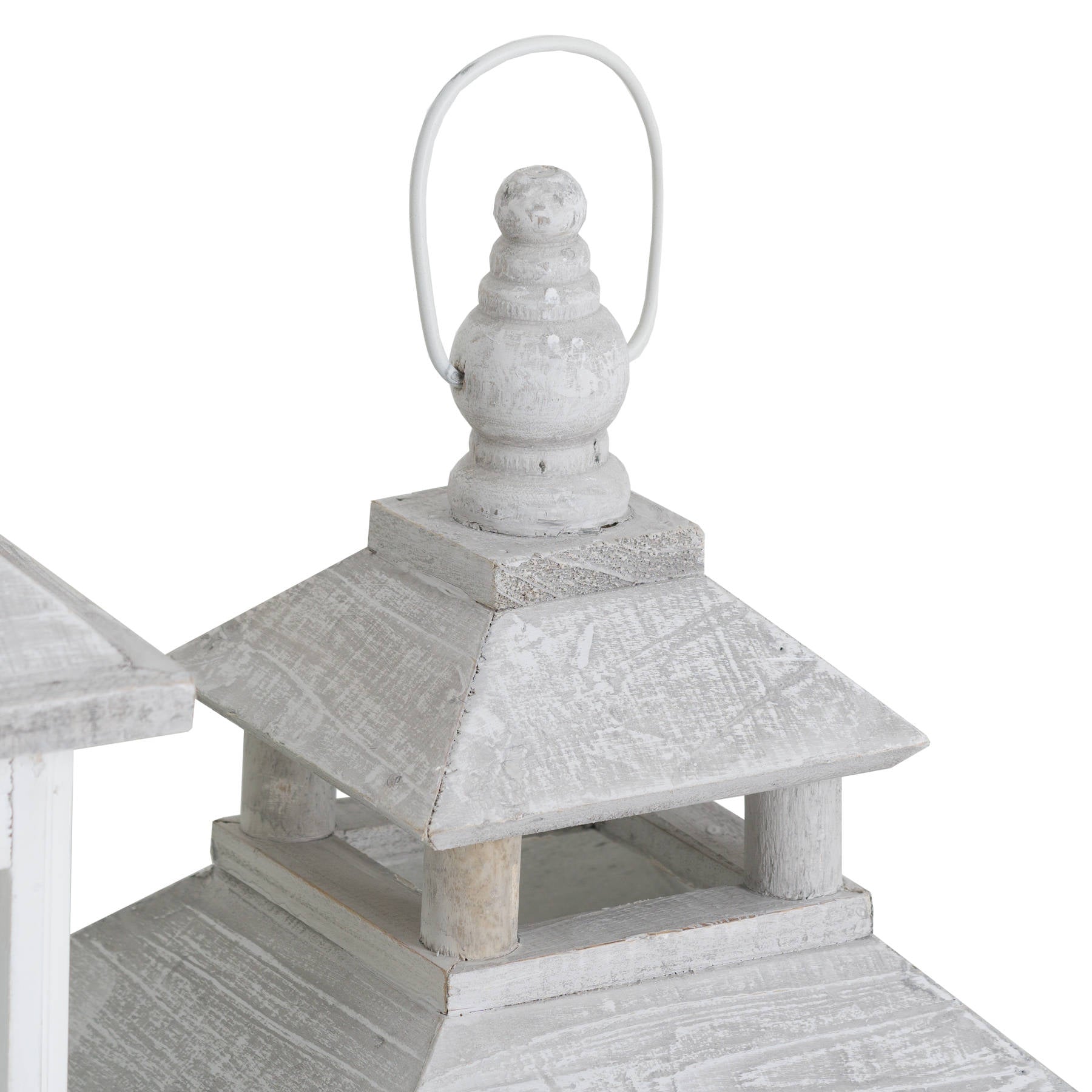 Window Style Lanterns With Open Top, White  - Set Of 3  19494 Hill Interiors Lanterns Cote Furniture