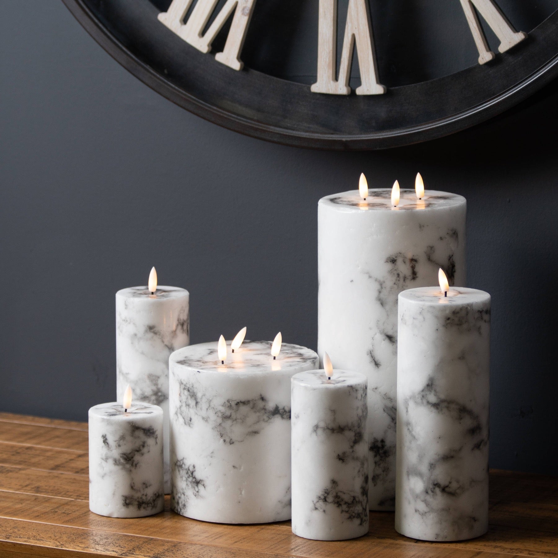 Luxe Natural Glow 6x6 LED Candle - Marble Effect  20886 Hill Interiors Flameless Candles Cote Furniture