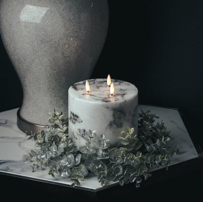 Luxe Natural Glow 6x6 LED Candle - Marble Effect  20886 Hill Interiors Flameless Candles Cote Furniture