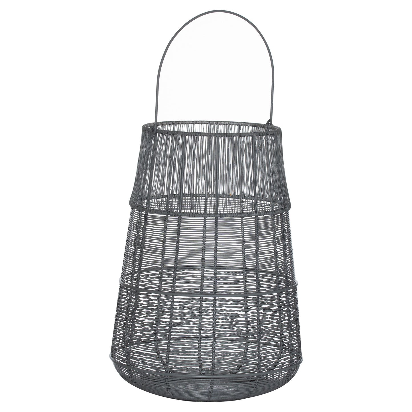 Wire Glowray Conical Lantern (Large) - Silver & Grey 21682 Hill Interiors Lanterns Cote Furniture