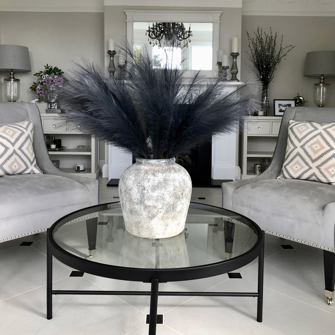 Faux Pampas Grass Stem (Large) - Grey 22104 Hill Interiors Faux Flowers Cote Furniture