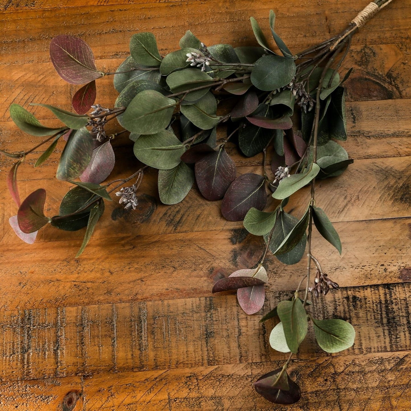 Variegated Eucalyptus Bouquet - Green, Grey & Ruby 22191 Hill Interiors Faux Flowers Cote Furniture