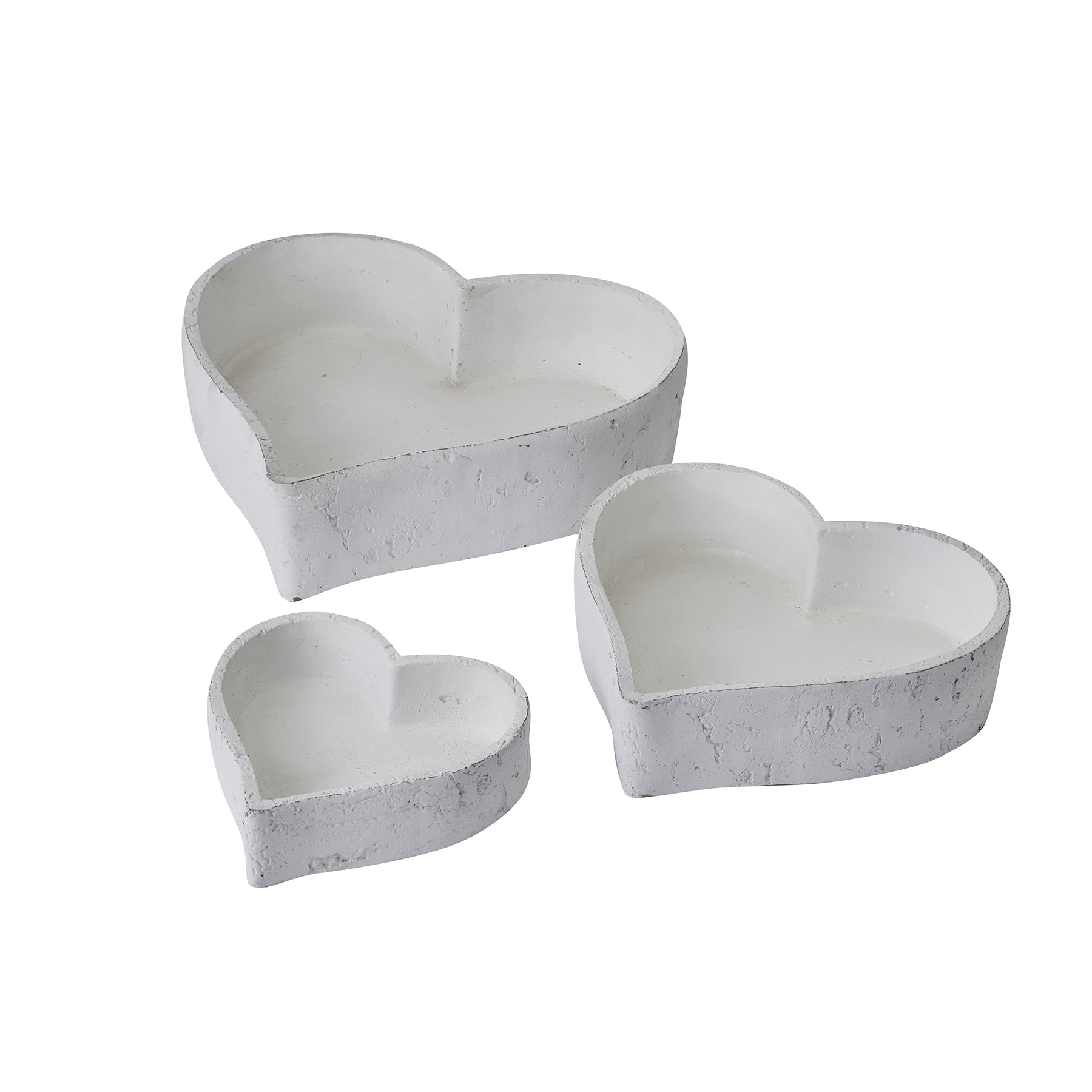 Ceramic Heart Dishes, Large (Set of 3) - Matt White 22251 Hill Interiors Ornaments Cote Furniture