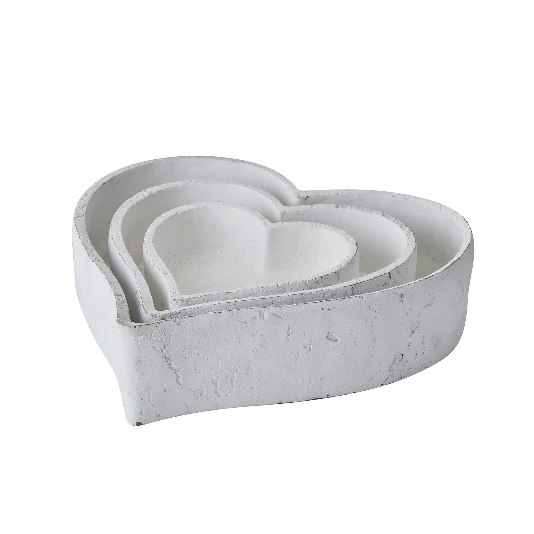 Ceramic Heart Dishes, Large (Set of 3) - Matt White 22251 Hill Interiors Ornaments Cote Furniture