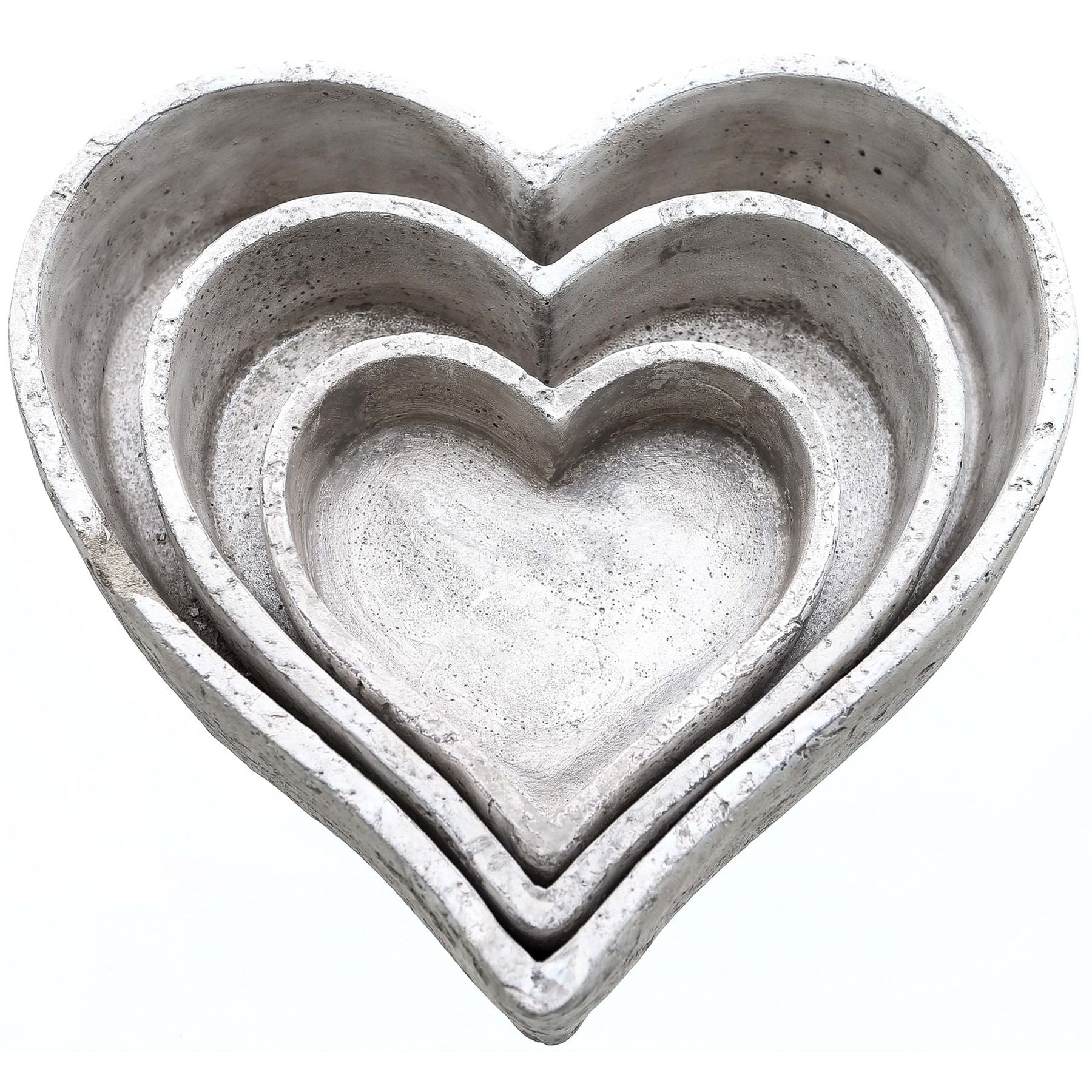 Ceramic Heart Dishes, Large (Set of 3) - Stone 22252 Hill Interiors Ornaments Cote Furniture