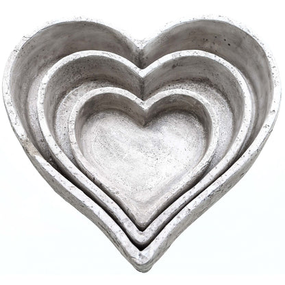 Ceramic Heart Dishes, Large (Set of 3) - Stone 22252 Hill Interiors Ornaments Cote Furniture