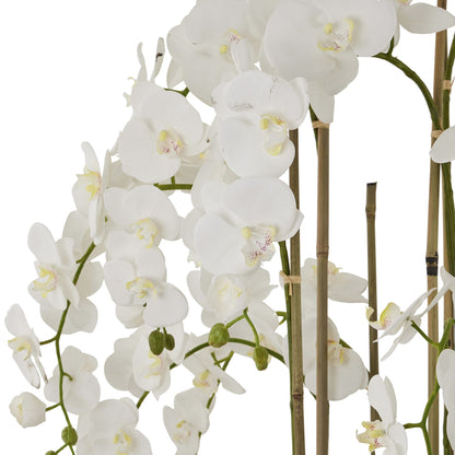 Orchid In Antique Stone Pot (Large) - White 22641 Hill Interiors Faux Flowers Cote Furniture