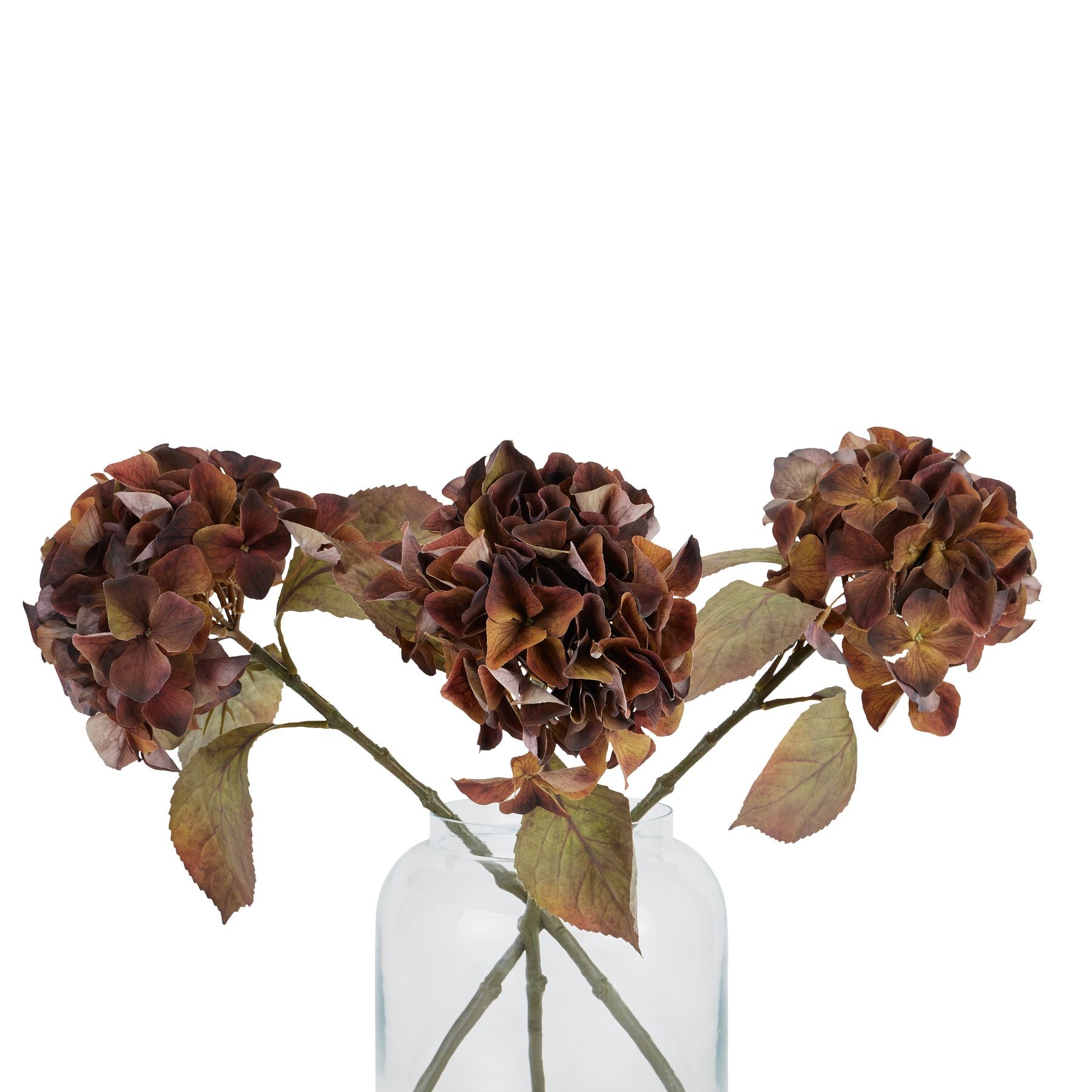 Single Hydrangea Stem - Mixed Autumn Browns  22731 Hill Interiors Faux Flowers Cote Furniture