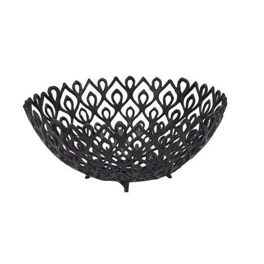 Lattice Bowl (Large) - Black Cast 22864 Hill Interiors Ornaments Cote Furniture