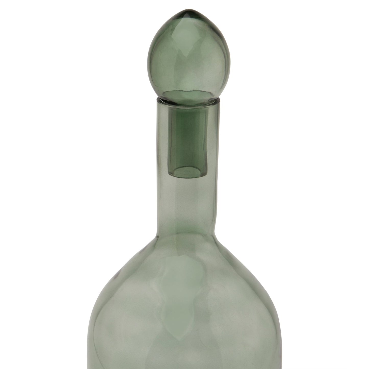 Tall Bottle With Stopper - Smoked Sage Glass  22980 Hill Interiors Ornaments Cote Furniture