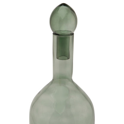 Tall Bottle With Stopper - Smoked Sage Glass  22980 Hill Interiors Ornaments Cote Furniture