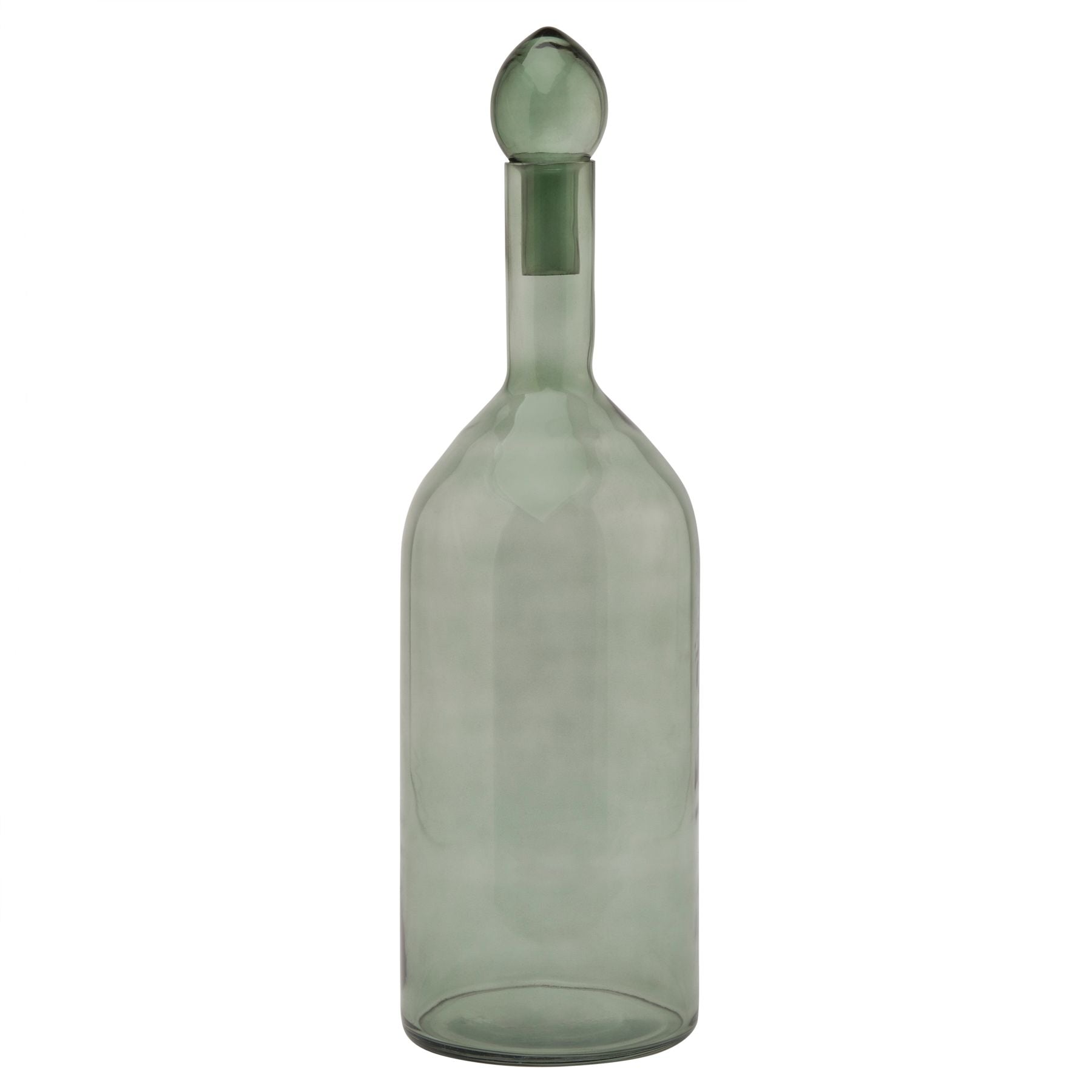 Tall Bottle With Stopper - Smoked Sage Glass  22980 Hill Interiors Ornaments Cote Furniture