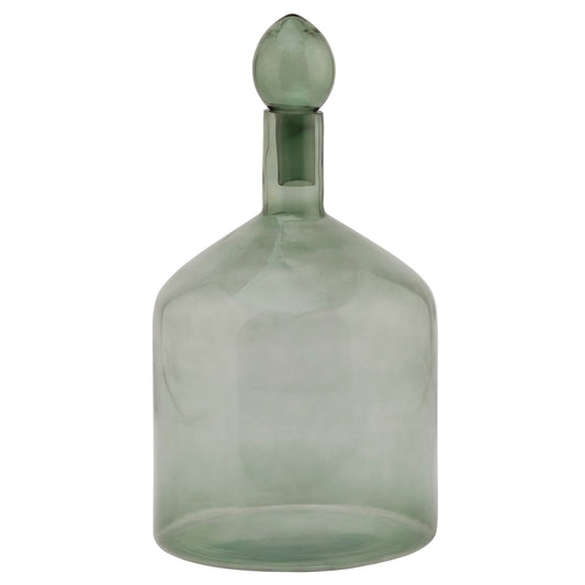 Bottle With Stopper - Smoked Sage Glass  22981 Hill Interiors Ornaments Cote Furniture