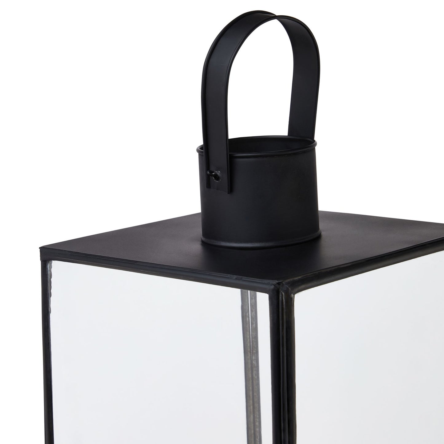 Flat Top Lantern (Large) - Black 22999 Hill Interiors Lanterns Cote Furniture