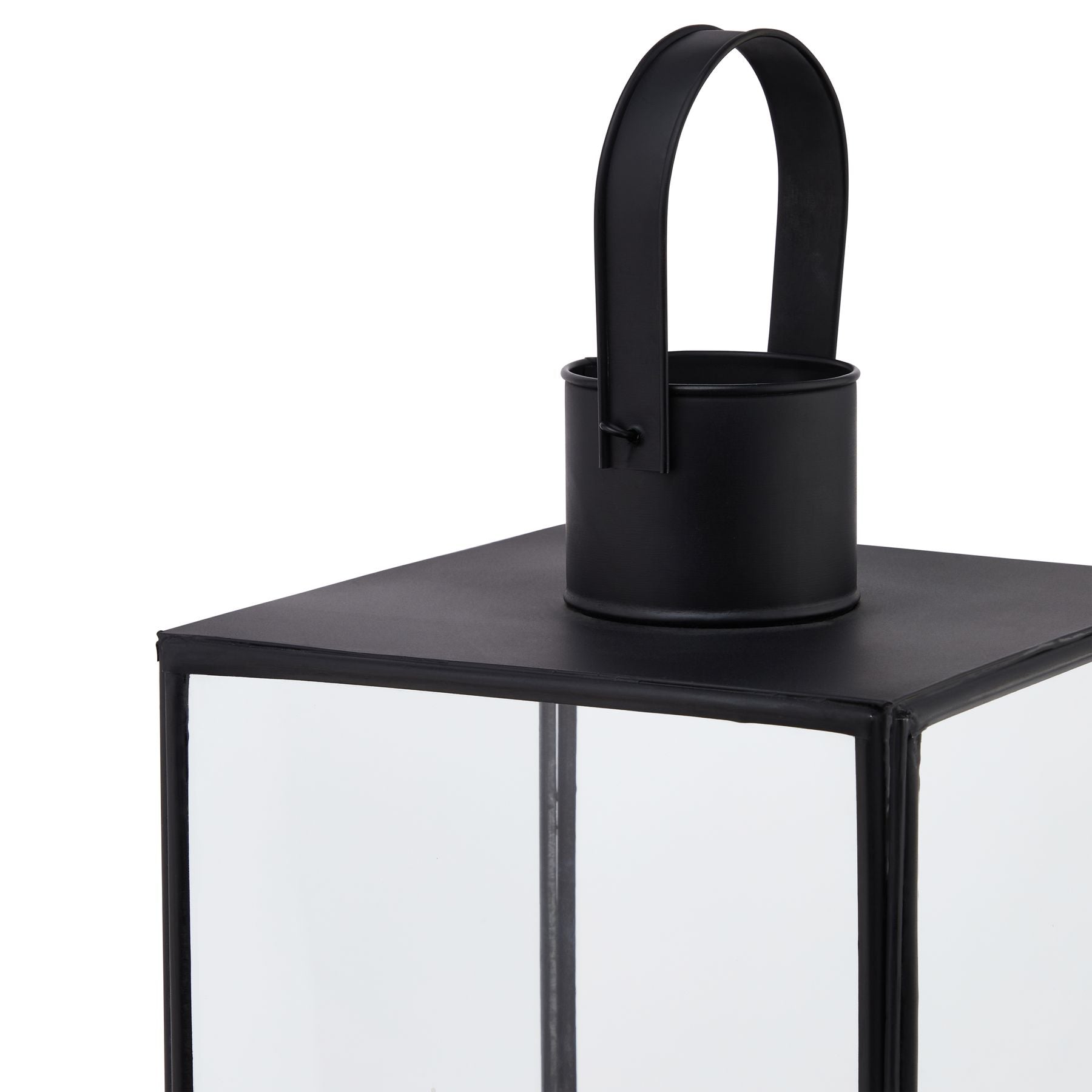 Flat Top Lantern (Small)  - Black 23001 Hill Interiors Lanterns Cote Furniture