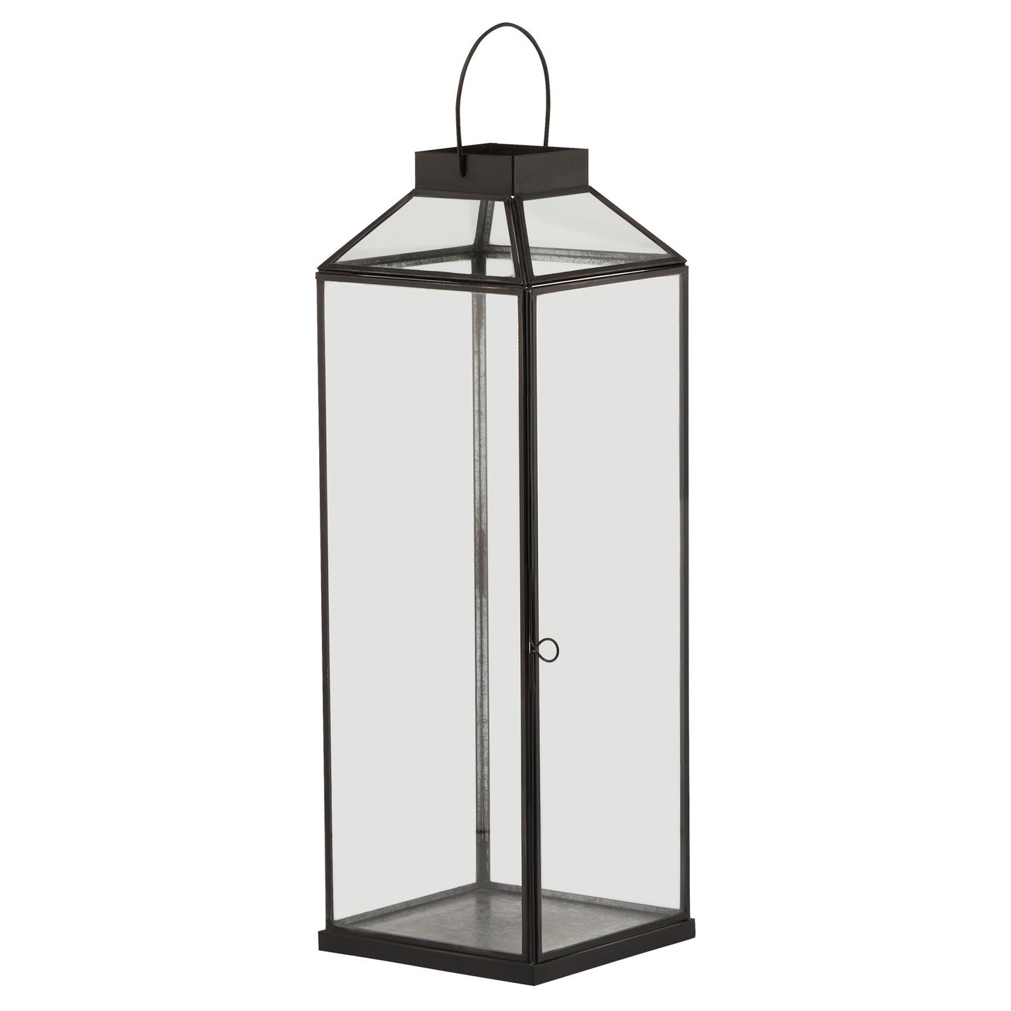 Glass Top Lantern (Large) - Black 23002 Hill Interiors Lanterns Cote Furniture