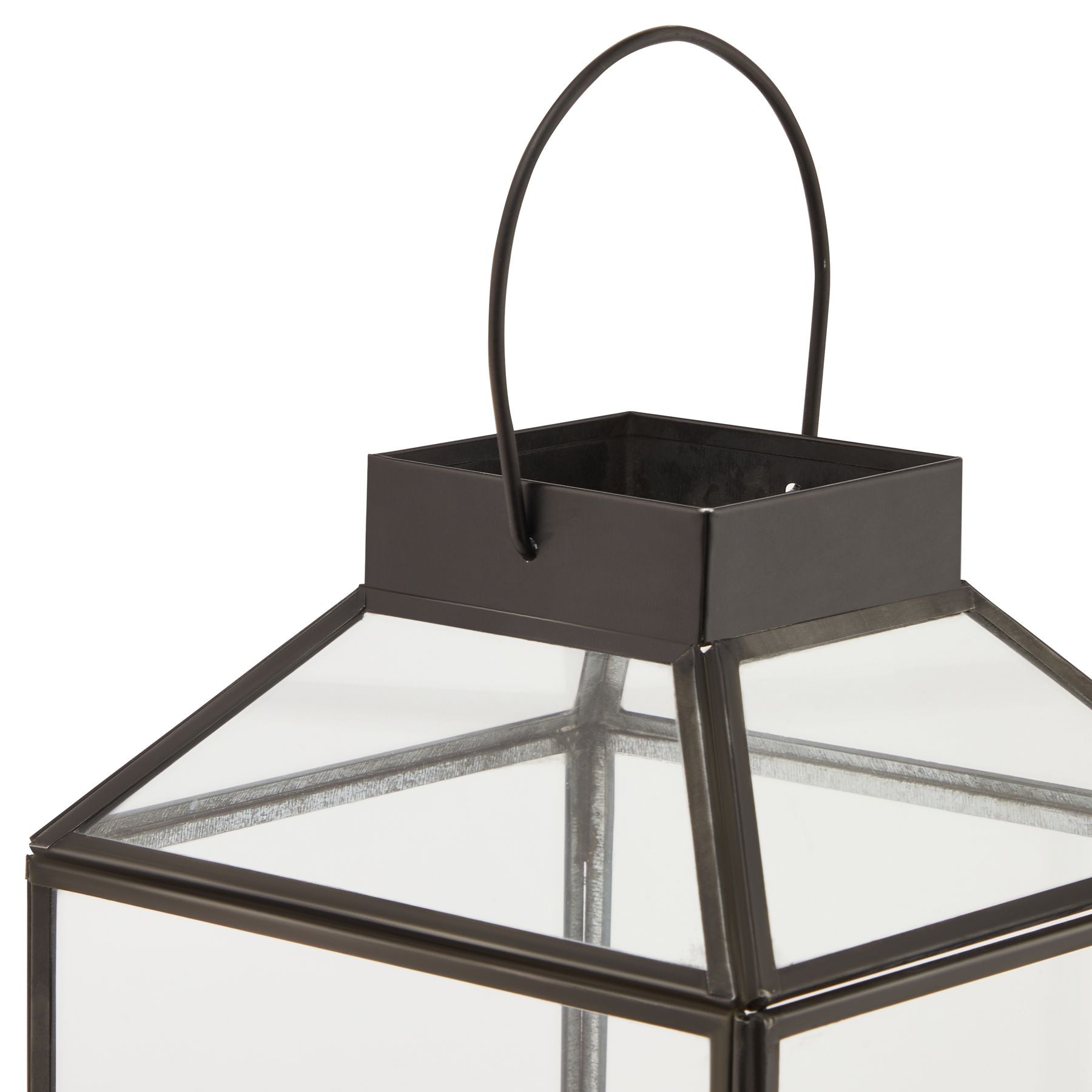 Glass Top Lantern (Small) - Black 23004 Hill Interiors Lanterns Cote Furniture