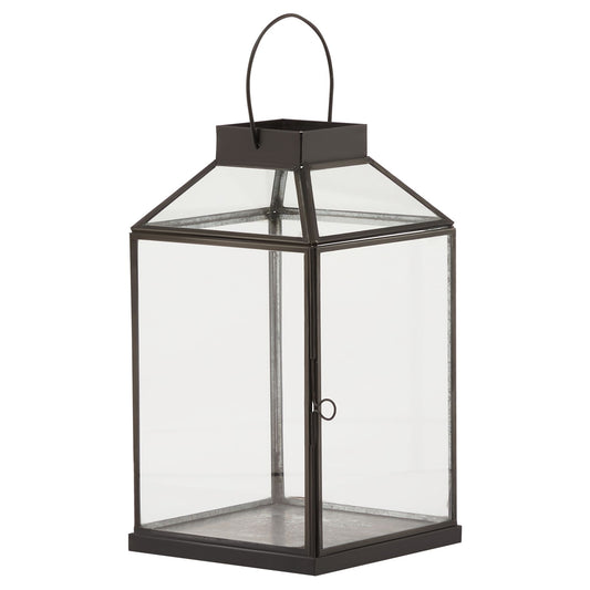 Glass Top Lantern (Small) - Black 23004 Hill Interiors Lanterns Cote Furniture