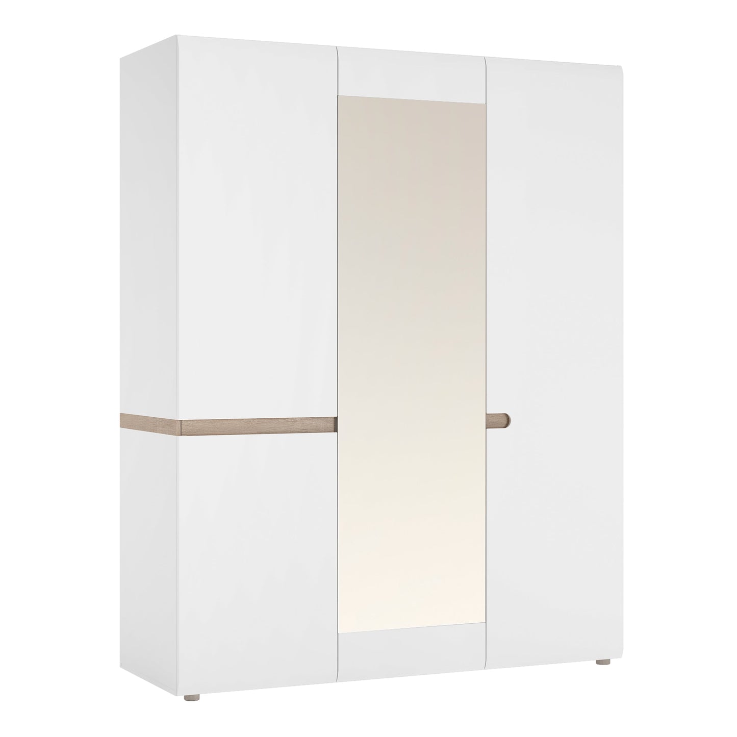 Cote | Furniture Chelsea Wardrobe 3 Door with Mirror & Internal Shelving - White & Oak Trim Chelsea, Wardrobes 4022244