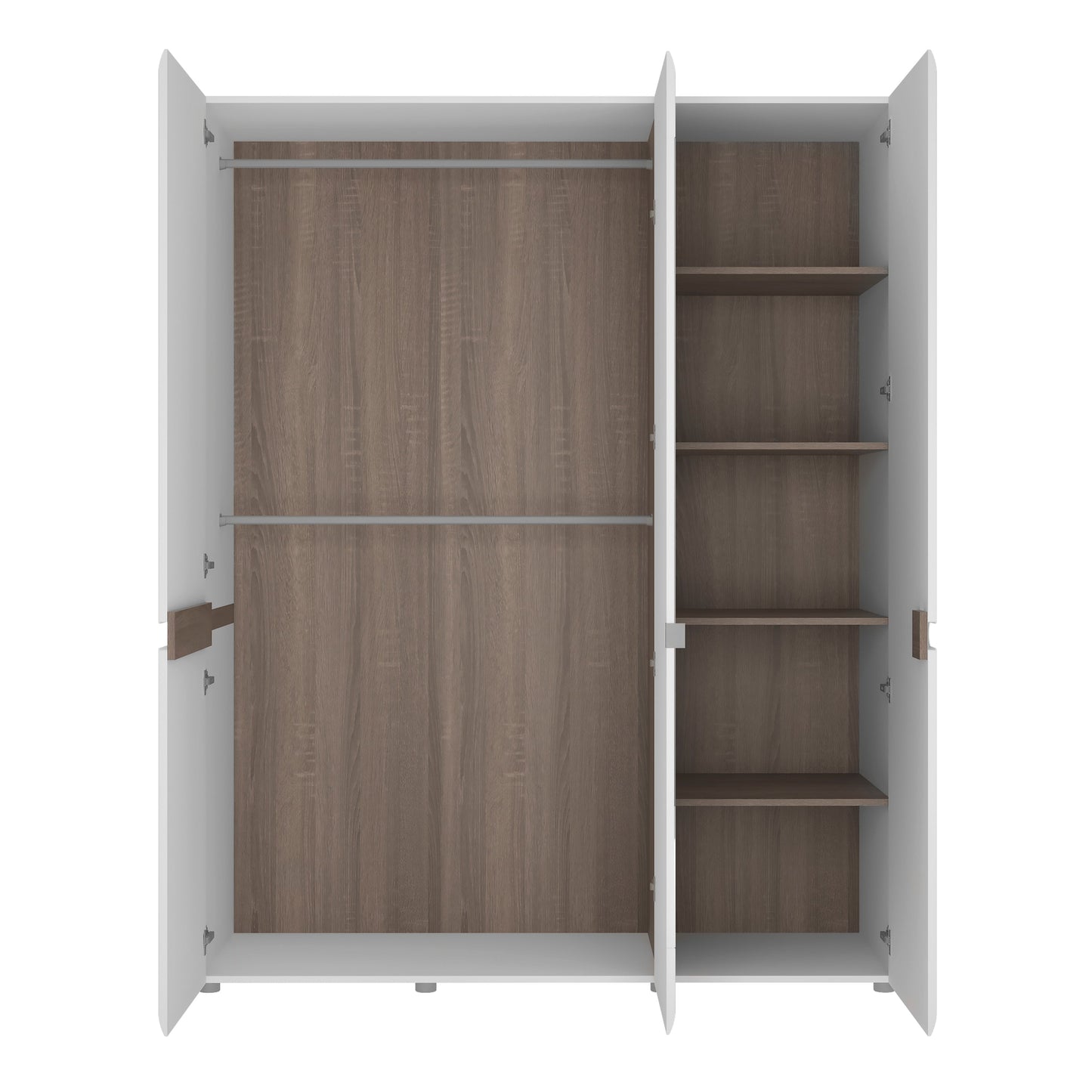 Cote | Furniture Chelsea Wardrobe 3 Door with Mirror & Internal Shelving - White & Oak Trim Chelsea, Wardrobes 4022244