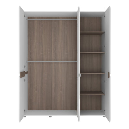 Cote | Furniture Chelsea Wardrobe 3 Door with Mirror & Internal Shelving - White & Oak Trim Chelsea, Wardrobes 4022244