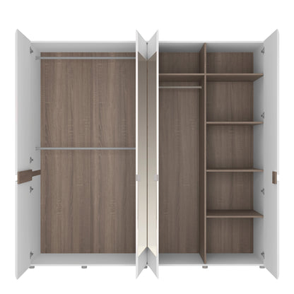 Cote | Furniture Chelsea Wardrobe 4 Door with Mirrors & Internal Shelving - White & Oak Trim Chelsea, Wardrobes 4022344P